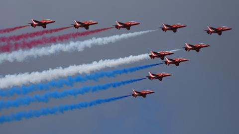 The famous red arrows will be in action. Spray with Red White and Blue