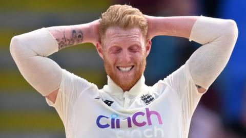 England bowler Ben Stokes grimaces