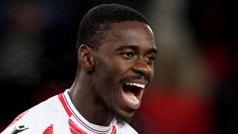 Former Manchester United defender Axel Tuanzebe playing football for Stoke