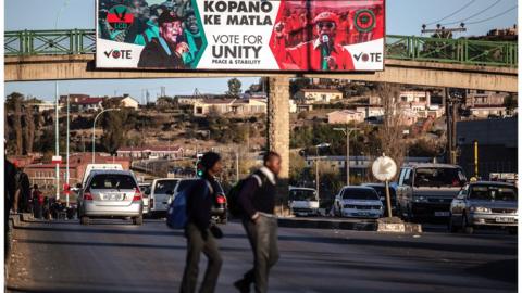 Election posters in the capital Maseru