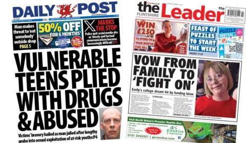 Front pages of The Daily Post and Flintshire Leader 