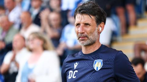 Danny Cowley on the touchline during a Colchester game