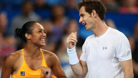 Britain's Heather Watson and Andy Murray