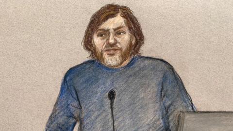 Court sketch of Lukasz Koczocik