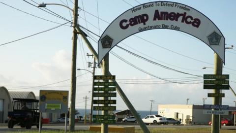 The entrance to Camp America is seen at the US Guantanamo Naval Base, Cuba (11 February 2016)