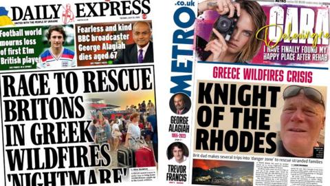 Front pages of Daily Express and Metro