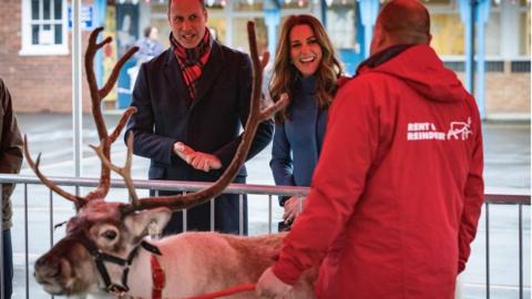 Kate and William meet a reindeer