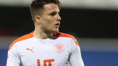 Oliver Sarkic in action for Blackpool