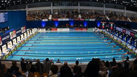 General view during day one of the Swimming World Cup in Berlin in 2022