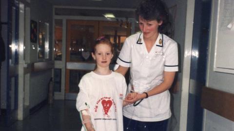 Michelle Crawford with a nurse