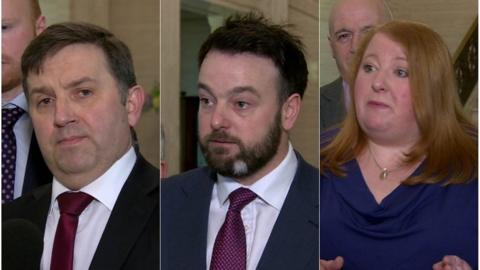 Robin Swann, Colum Eastwood and Naomi Long