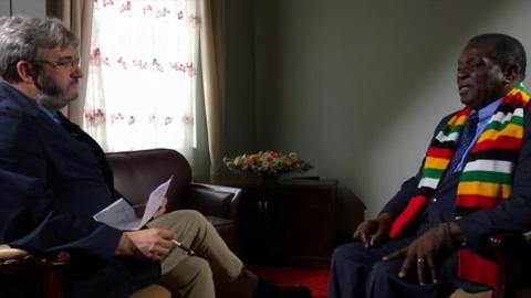 President Mnangagwa being interviewed by Fergal Keane