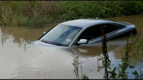 Car in flood water