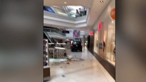 A driver is in custody after ploughing through a mall in Chicago, leaving shoppers terrified.