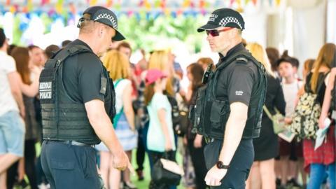 Armed police at the Hay Festival