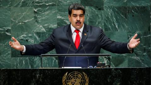 Nicolas Maduro, President of Venezuela delivers a speech at the United Nations
