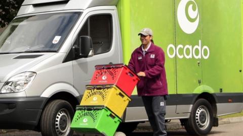 Ocado delivery driver and van