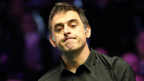 Ronnie O'Sullivan grimaces during a match at the Welsh Open