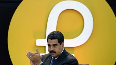 Venezuelan President Nicolas Maduro at a launch of Petro crypto-currency in Caracas. Photo: 20 February 2018