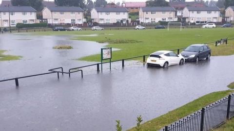 Flooding in Wrexham, north Wales