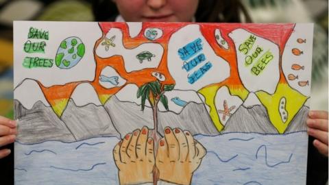 A poster depicting climate change made by a pupil in Glasgow