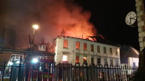 Fire at 400-year-old hotel in West Sussex
