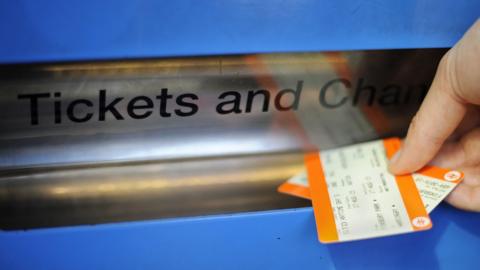 Train tickets coming out of machine