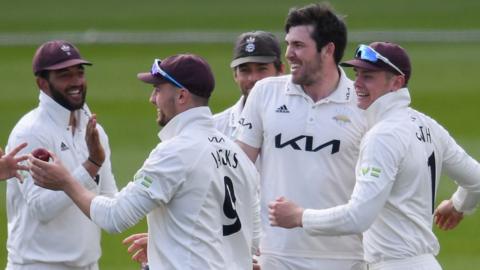 Jamie Overton was Surrey's star performer with match figures of 8-107