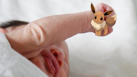 Baby "catching" Pokemon Go monster Eevee