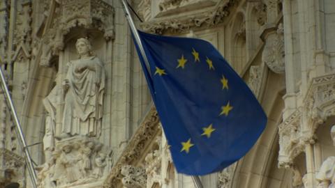 EU flag flying in Leuven