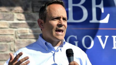 Kentucky Governor-elect Matt Bevin speaks at a campaign spot