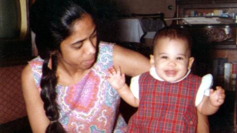 Kamala Harris as a child, with her mother