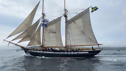 A Swedish-flagged tall ship off the coast of Shetland