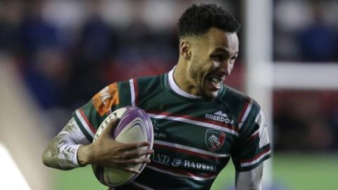 Jordan Olowofela in action for Leicester Tigers