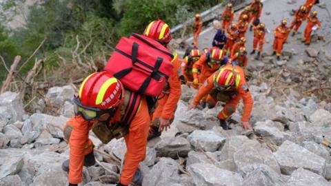 Rescue workers after the earthquake