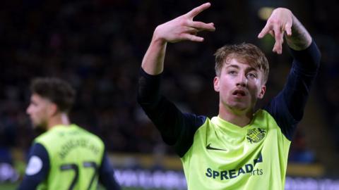 Jack Clarke celebrates his goal for Sunderland against Hull