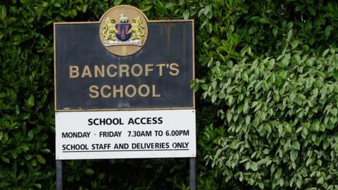A sign at Bancroft's, independent school in Woodford Green