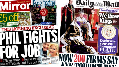 Daily Mirror and Daily Mail front page