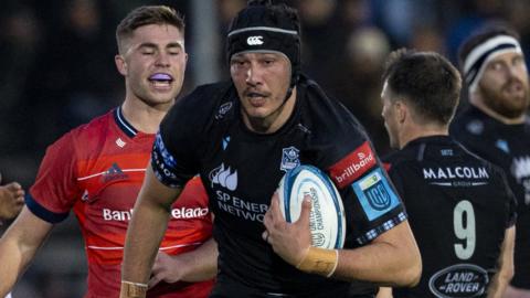 JP Du Preez in action for Warriors during a BKT United Rugby Championship match between Glasgow Warriors and Munster at Scotstoun Stadium