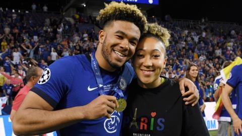 Reece James with his sister after he won the Champions League final with Chelsea