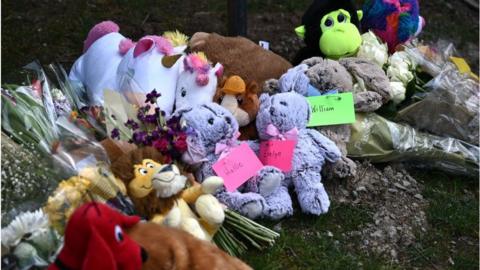 Toys left at the memorial