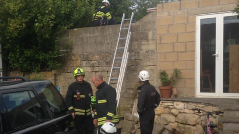 Fire fighters at Boxfields caves