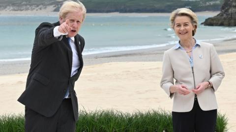 Boris Johnson and Urusla von der Leyen at the G7 summit in Cornwall last month