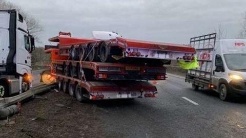 Lorry against central reservation