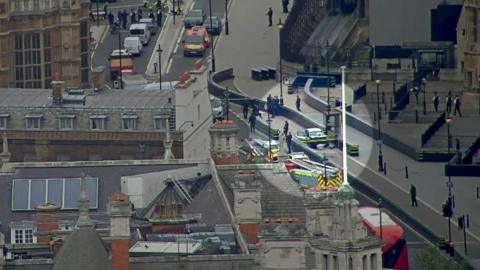 Moment car crashes into barrier