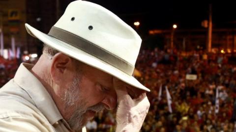 Former Brazilian President Luiz Inacio Lula da Silva attends a rally in Sao Leopoldo on 23 March, 2018