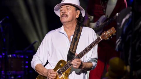 Carlos Santana performs in in Clarkston, Michigan. Photo: 5 July 2022