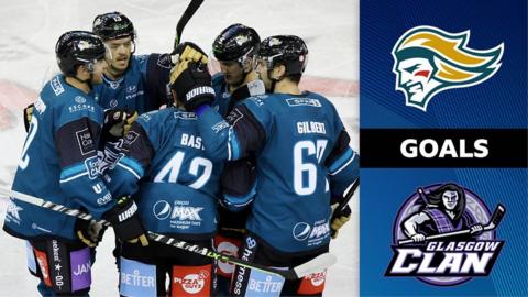 Belfast Giants celebrate victory over the Glasgow Clan