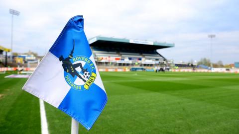 A corner flag inside Bristol Rovers' Memorial Ground