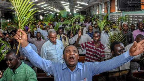 People at church in Dar es Salaam, Tanzania - 5 April 2020